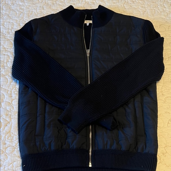 Reiss Other - Hybrid Quilt and Knit Zip-Through Jacket in Navy